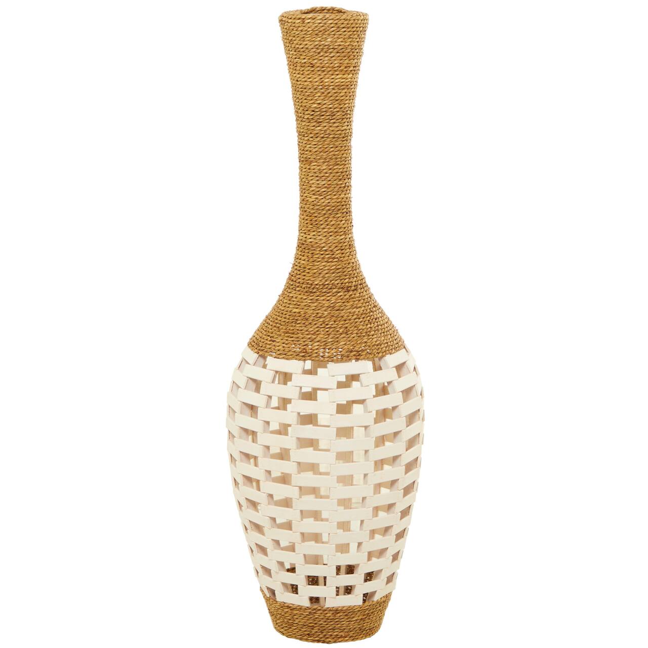 White Seagrass Handmade Tall Woven Floor Vase 13" x 13" x 40"